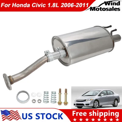 Rear Exhaust Muffler Direct Fit For Honda Civic 1.8L 2006-2011 Stainless Steel - Изображение 1 из 4