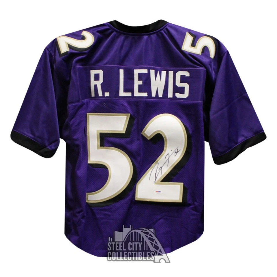 Ray Lewis Autographed Baltimore Custom Purple Football Jersey - PSA/DNA COA - Image 1 of 1