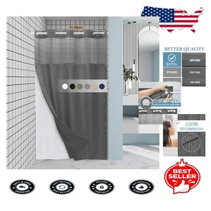 230GSM Waffle Weave Shower Curtain with Sheer Window and Snap Liner, 54W x 80H - Picture 1 of 9