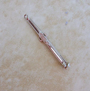 Snow Skis and Poles Bundled Sterling Silver Winter Resort Sports Bracelet Charm - Picture 1 of 2