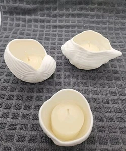 Vintage FAROY Sea Shell genuine bone china candle holders. Set of 3. Brand New. - Picture 1 of 10