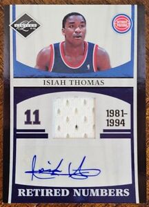 2011-12 LEAF LIMITED ISIAH THOMAS RETIRED NUMBERS JERSEY AUTO #d/49 NM+ *YCC*