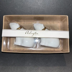 Arlington Salt and Pepper Shaker Set Polar Bears White Porcelain w Gold Bows  - Picture 1 of 2