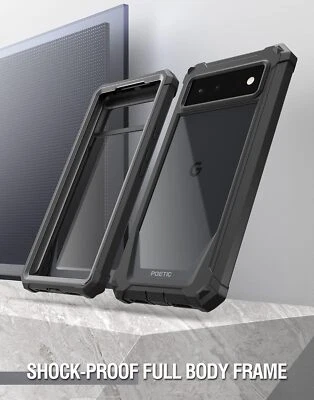 For Google Pixel 6 5G Case Poetic Built-in Screen Shockproof Bumper Cover Black - Image 1 of 4