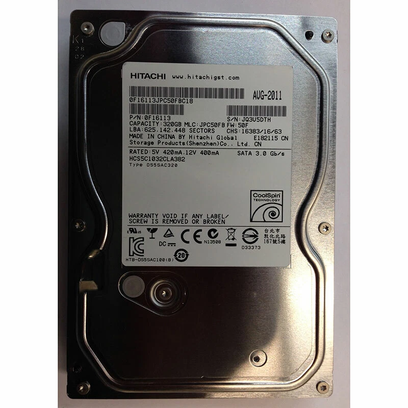 0F16113 - Hitachi 320GB 7200 RPM SATA 3.5" HDD - Image 1 of 1