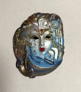 Maschera arte da parete veneziana vintage mod profonda made in Italy dipinta a mano - Foto 1 di 11