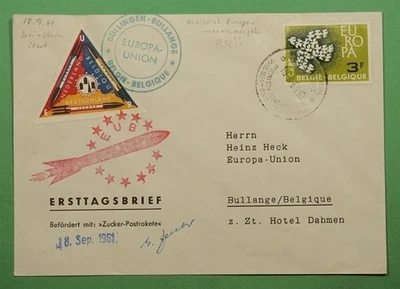 DR WHO 1961 BELGIUM SPACE ROCKET MAIL EZ #18C1 SIGNED w13319 - Image 1 of 2