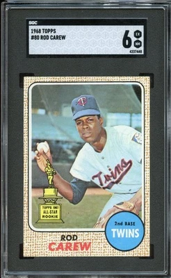 1968 Topps ROD CAREW Rookie Cup #80 Baseball Card SGC 6 EX-MT - Image 1 of 2