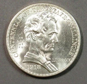 1918 Lincoln-Illinois Commemorative Half Dollar Attractive BU. - Picture 1 of 2