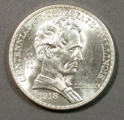 1918 Lincoln-Illinois Commemorative Half Dollar Attractive BU. - Image 1 of 2