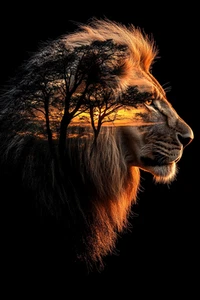 Canvas Art Majestic Lion In Warm Orange Sunset Wall Picture Poster Print - Picture 1 of 22