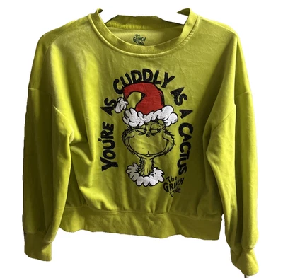 Sudadera Justice The Grinch Niñas Cuello Redondo Gráfico Amarillo-Verde Talla M #De Colección Foto 1 de 4