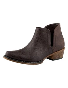 Roper Western Boot Women Ava Short Floral Embossed 09-021-1567-3141 BR - Picture 1 of 1