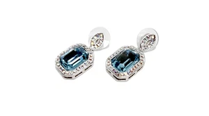 Aquamarin Ohrhänger Swarovski Elements Kristall 18K Weißgold vergoldet - Bild 1 von 4