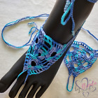  CLEARANCE  | Sandales / chevilles au crochet faites main (bleu)