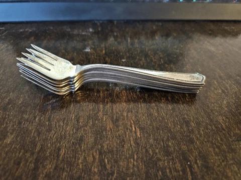 [Lot of 6] SSMC STERLING SILVER antique forks 5.25" and 3.09 troy ounces Cover