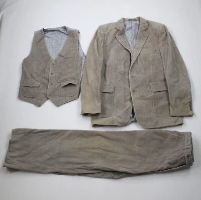 Traje de pana vintage años 70 para hombre 40L envejecido 3 piezas pantalones campana de boda 30x32 Foto 1 de 4