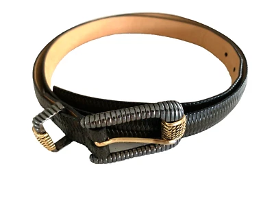 Cinto TANNER cinza escuro couro genuíno cobra feito nos EUA fivela de metal tamanho GG EUA - Imagem 1 de 4