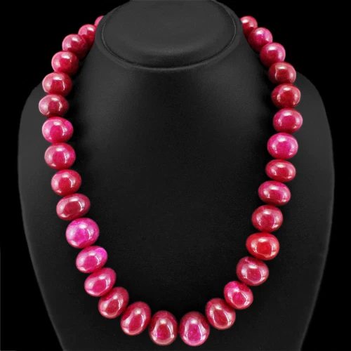 BRILLIANT FINEST 966.50 CTS EARTH MINED RED RUBY ROUND BEADS NECKLACE STRAND - Image 1 of 3