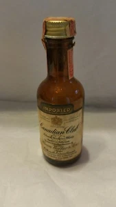 Vintage 1969 Canadian Club Whisky Brown Glass Mini Bottle/Paper Label  - Picture 1 of 4