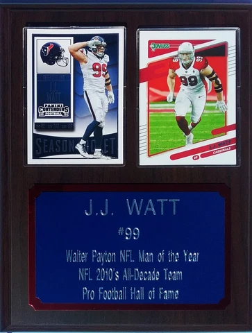 J.J. Watt Houston Texans and Arizona Cardinals 2-Card 7x9 Stats Plaque Cover