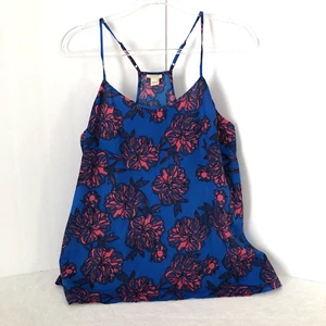 Camiseta sin mangas J Crew para mujer talla 14 azul/rosa floral espalda deportiva fluida cami concha sin mangas - Imagen 1 de 5