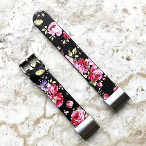 FL-5-CH Soft Leather Floral Band Strap with Adapters for Fitbit Charge 6 5 and 4 - Picture 1 of 6