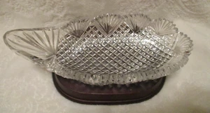 Vintage~American Brilliant~Cut Glass~Long Narrow~Relish Dish~Pineapple Shape - Picture 1 of 11