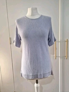 Eileen Fisher XS Purple Short Sleeve Sweater Organic Linen Blend Knit Tunic - Picture 1 of 22