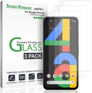 amFilm Google Pixel 4a (5.8") Protezione Schermo in Vero Vetro Temperato (Confezione da 3) - Foto 1 di 5