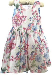 Fancy Btween Summer White with Flowers Dress Girls Size 5/6 - Picture 1 of 4