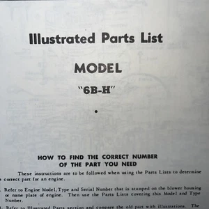 Briggs & Stratton Engine Models Series 6b-H Illustrated Parts Catalog List - Picture 1 of 2