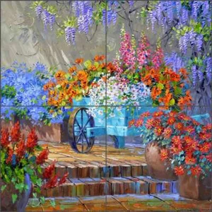 Floral Tile Backsplash Senkarik Flower Art Ceramic Mural MSA217 - Picture 1 of 7