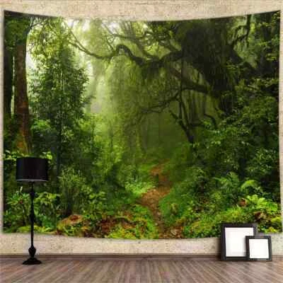 Forest of Green Plants Extra Large Tapestry Wall Hanging Nature Background - Image 1 of 4