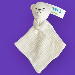 Carters Child of Mine Small White Cotton Muslin BEAR Security Blanket Lovey NEW - Picture 1 of 5