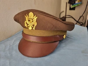 CUSTOMIZED WW2 USA AF US ARMY OFFICERS VISOR UNIFORM HAT CRUSHER STYLE HAT - Picture 1 of 6