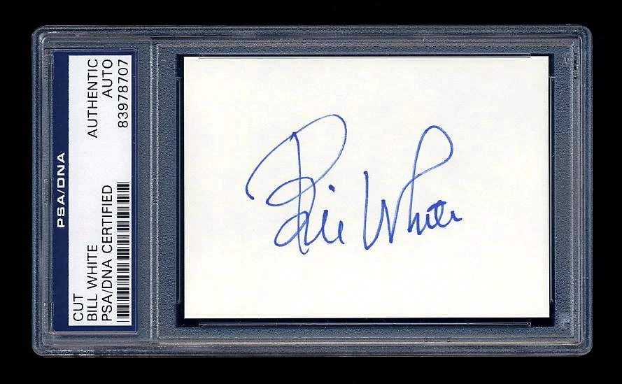 BILL WHITE SIGNED MINT CUT PSA/DNA AUTOGRAPHED ST LOUIS CARDINALS HOF ALL-STAR - Image 1 of 1