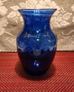 VINTAGE COBALT BLUE COLOR GLASS VASE  - Picture 1 of 5
