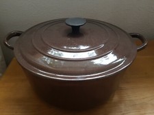 Le Creuset Cast Iron Large 24cm 9.5” Casserole Oven Dish One Pot + Lid Brown