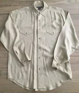 Structure Urban Wear 100% Silk Button Shirt Mens Light Tan SZ.S/M SeeDisc. NEW - Picture 1 of 2