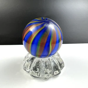 Vidrio artístico soplado a mano 2005 cinta de 50 mm remolino mármol con soporte - firmado - Imagen 1 de 10