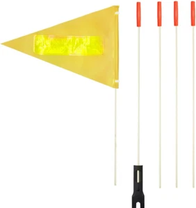 Bike Safety Flag with Pole 6-Feet Adjustable Height Yellow with Reflective Strip - Picture 1 of 11