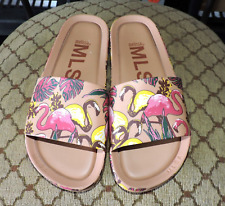 Melissa Women's Flamingo Beach Printed Slides Sandals Rose Pink Size 6