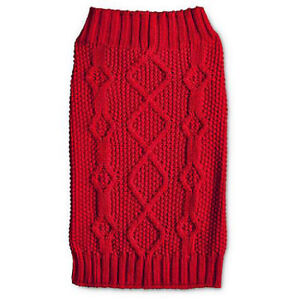 Petco Bond and Co Red Classic Cable Knit Sweater for Dog