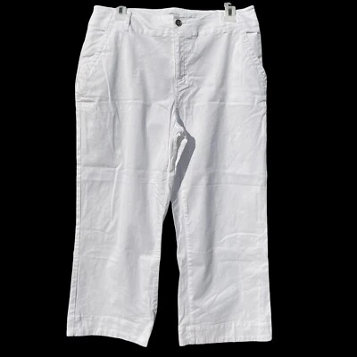Pantalones capri Liz & Co para mujer talla 12 elásticos blancos chinos bolsillos informales carrera usados en excelente estado Foto 1 de 4
