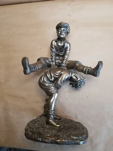 Vintage Bronze Sculpture Two Children Playing Leap Frog 11"inches Tall. - Picture 1 of 8