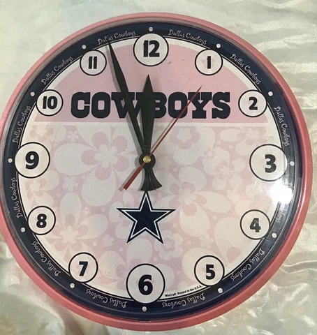 NFL Dallas Cowboys Pink/Blue  Wall Clock 12 1/2” Cover