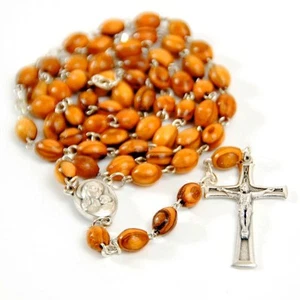 Olive Wood Rosary Beaded Catholic Cross with water from Holy Land Crucifix - Picture 1 of 5