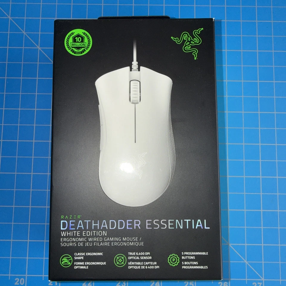 Razer DeathAdder Essential Wired Gaming Mouse 6400 DPI |WHITE. FREE SHIPPING! - Image 1 of 4