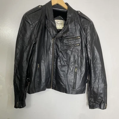 Chaqueta de Colección Para Hombres Berman's Cuero Negro Motocicleta Bicicleta Cremallera Talla 42 Hecha en EE. UU. Foto 1 de 4